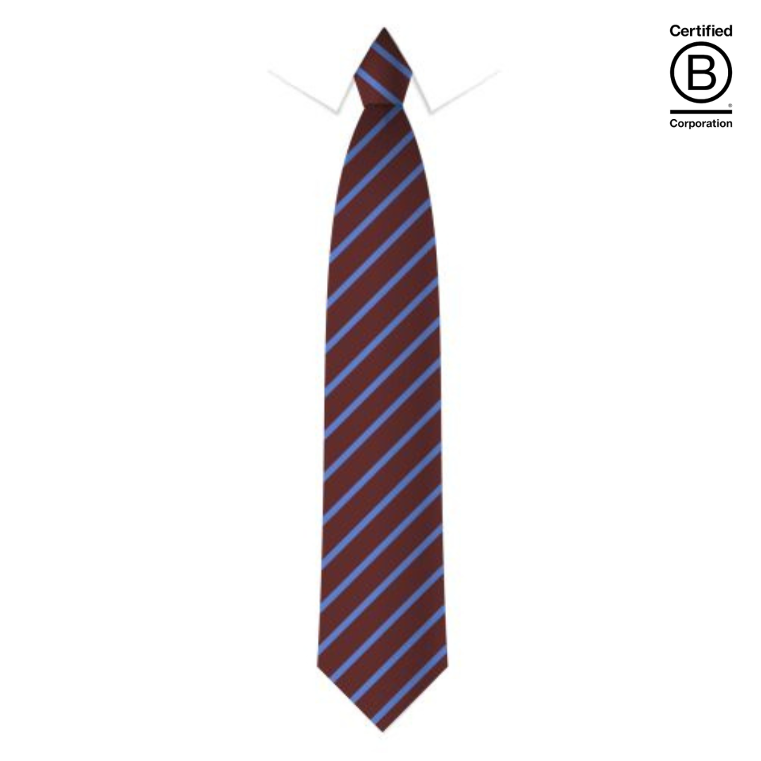 maroon and same blue  narrow stripe eco recycled sustainable school ties
