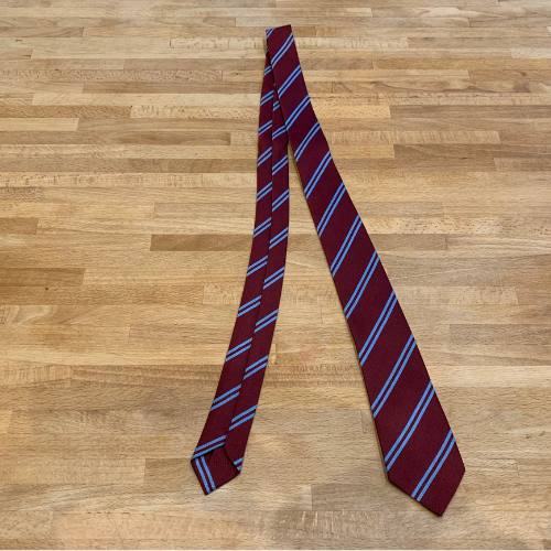Maroon and sky blue twin stripe sustainable recycled  school tie