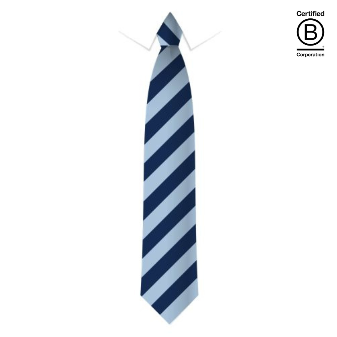 Navy and blue wide stripe sustainable recycled eco school tie