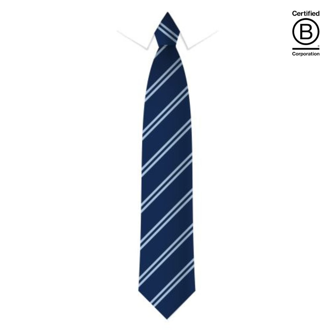 Navy and light blue twin stripe sustainable recycled eco school tie