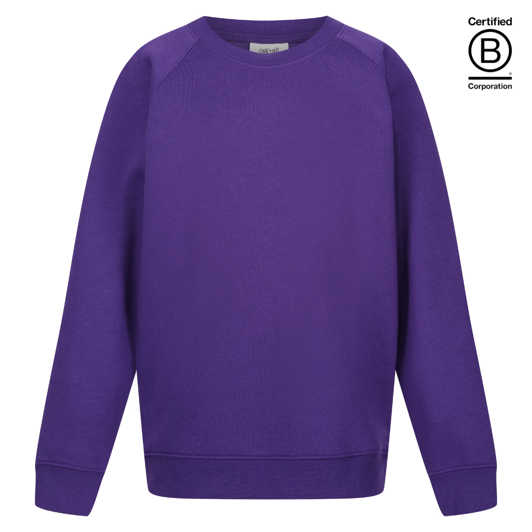 purple sustainable plain crew round neck school sweatshirt jumper
