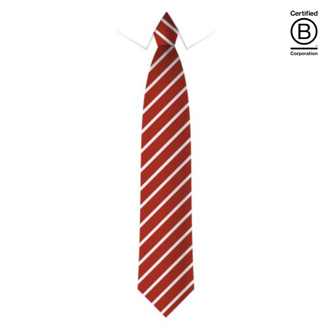 red and white narrow stripe eco recycled sustainable school ties