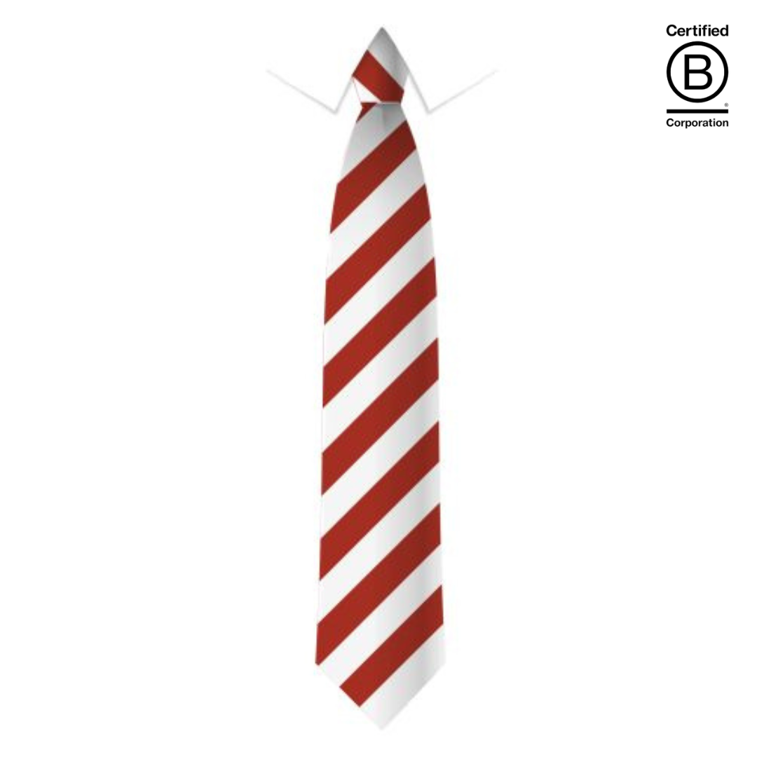Red and white wide stripe sustainable recycled eco school tie